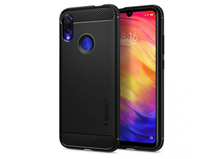 Spigen Coque Xiaomi Redmi Note 7, Coque Redmi Note 7 [Rugged Armor] Souple, Fibre de Carbone, Noir Matte, Antichoc, Anti-Rayu