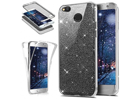 Coque Xiaomi Redmi 4X,Etui Xiaomi Redmi 4X,Intégral 360 Degres avant + arrière Full Body Protection Bling Brillant Glitter Tr