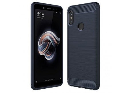 Anjoo Coque Compatible pour Xiaomi Redmi Note 5, Noir Silicone Housse Etui Anti-Rayures Fibre de Carbone Coque de Protection 