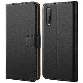 HOOMIL Coque pour Xiaomi Mi 9, Portefeuille Étuis à Folio en Cuir PU Premium Housse pour Xiaomi Mi 9 Etui  Noir 