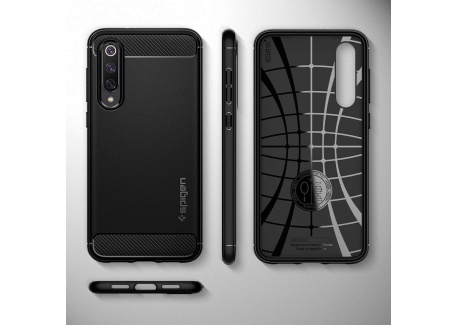 Spigen Coque Xiaomi Mi 9 Se, Coque Mi 9 Se [Rugged Armor] Souple Silicone Noir Matte, Anti-Rayure, Anti-Choc, Air Cushion, Co