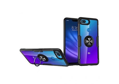 KONEE Coque pour Xiaomi Mi 9, 【Transparente Dur PC Etui】【360°Ring Stand pour Support Voiture Magnetique】【Souple TPU Frontière