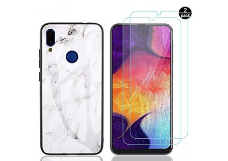 Leton Coque Xiaomi Redmi Note 7 + [2 Pièces] Verre Trempé écran Protecteur, Étui pour Xiaomi Redmi Note 7/7 Pro, Marbre Houss