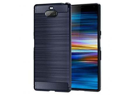 MoKo Compatible avec Sony Xperia 10 Coque 6 Pouces 2019, en Prémium Fibre de Carbone Ultra-Léger, Caoutchouc TPU Souple Anti-