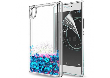 LeYi Coque Sony Xperia Xa1 Etui avec Film de protection écran, Fille Personnalisé Liquide Paillette Transparente 3D Silicone 