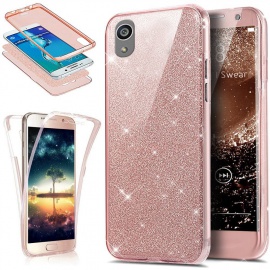 Coque Sony Xperia XA,Etui Sony Xperia XA,Intégral 360 Degres avant + arrière Full Body Protection Bling Brillant Glitter Tran