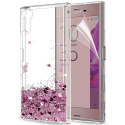 LeYi Coque Sony Xperia XZ/XZs Etui avec Film de Protection écran, Fille Personnalisé Liquide Paillette Transparente 3D Silico