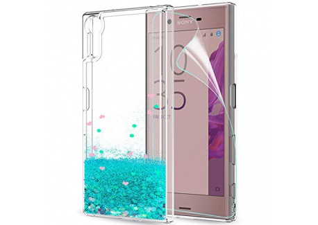 LeYi Coque Sony Xperia XZ/XZs Etui avec Film de Protection écran, Fille Personnalisé Liquide Paillette Transparente 3D Silico