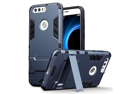 Coque Honor 8, Terrapin Double Couche Étui Rigide avec Fonction Stand pour Huawei Honor 8 Étui, Bleu Foncé