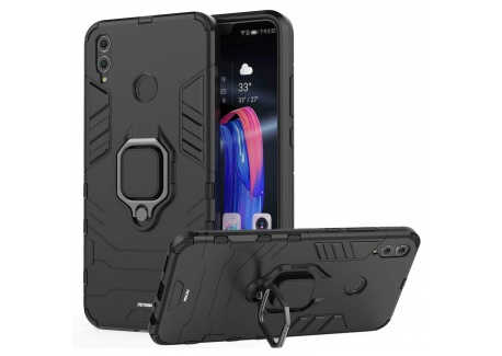 Fetrim Coque Honor 8X, Étui TPU PC Antichoc Housse Anti Rayure Cover Intégrée plaque de fer avec Bague Support pour Huawei Ho