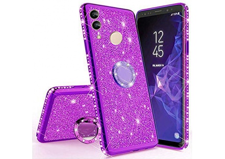 Miagon Bling Coque pour Huawei Honor 10 Lite,Brillant Paillette Strass 360 Degré Diamant Supporter Très Mince Souple Silicone