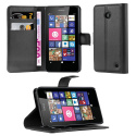 Cadorabo Coque pour Nokia Lumia 630/635 en Noir DE Jais - Housse Protection avec Fermoire Magnétique, Stand Horizontal et Fen