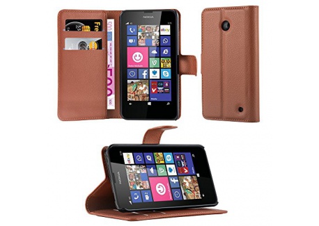 Cadorabo Coque pour Nokia Lumia 630/635 en Noir DE Jais - Housse Protection avec Fermoire Magnétique, Stand Horizontal et Fen