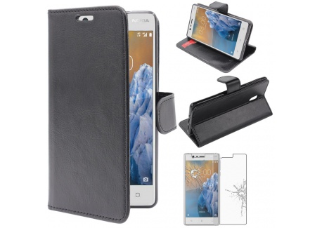 ebestStar - Coque Nokia Nokia 3 Etui PU Cuir Housse Portefeuille Porte-Cartes Support Stand, Noir + Film Protection écran Ver