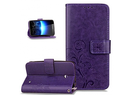 Coque Nokia Lumia 635,Coque Nokia Lumia 630,Gaufrage Trèfle Fleur Motif Housse Cuir PU Housse Etui Coque Portefeuille Protect