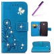 EMAXELERS Nokia Lumia 630 Coque Etui PU Cuir Portefeuille Bling Cristall Clover Papillon Coque Housse Swag Coquille Couvertur