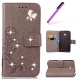 EMAXELERS Nokia Lumia 630 Coque Etui PU Cuir Portefeuille Bling Cristall Clover Papillon Coque Housse Swag Coquille Couvertur