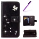 EMAXELERS Nokia Lumia 630 Coque Etui PU Cuir Portefeuille Bling Cristall Clover Papillon Coque Housse Swag Coquille Couvertur