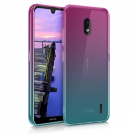 kwmobile Coque Nokia 2.2 - Étui de Protection Souple en Silicone pour Nokia 2.2 - Fuchsia-Bleu-Transparent