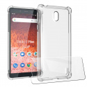 LJSM Coque + Verre trempé pour Nokia 1 Plus  5.45"  - Ultra Mince Cristal Limpide Étui de Protection Absorption de Choc avec 