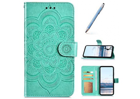 Robinsoni Compatible avec Nokia 3.1 Plus Coque,Pochette Portefeuille en Cuir Housse de Protection,3D Mandala Fleur Coque Étui