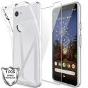 LK Coque pour Google Pixel 3a, Souple Flexible Silicone Gel Housse TPU Case Cover avec Verre Trempé Protection écran[1 Pièces