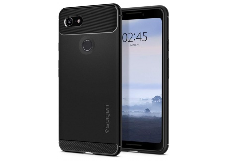 Spigen Coque Google Pixel 3 [Rugged Armor] Anti-Choc, Résistante, Souple, Fibre de Carbone, Air Cushion [Noir] Coque Etui Hou