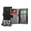 Membrane - Noir Portefeuille Cuir Étui Coque compatibles avec Nokia Microsoft Lumia 435  Dual Sim 