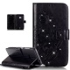 ikasus Compatible avec Coque Microsoft Lumia 535 Etui Bling Sparkle Diamant Motif Embosser Fleur Vines Papillons Cuir PU Hous