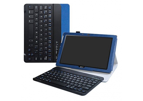 Acer Iconia One 10 B3-A40 Clavier Bluetooth Coque,Détachable Clavier Bluetooth PU Cuir Support Multi Angles Housse Coque Étui
