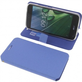 foto-kontor Housse pour Acer Liquid Zest Plus Style Livre Bleu Coque de Protection Portefeuille