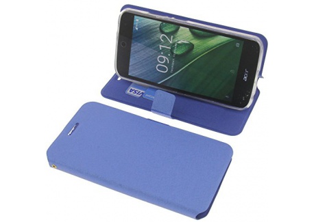 foto-kontor Housse pour Acer Liquid Zest Plus Style Livre Bleu Coque de Protection Portefeuille