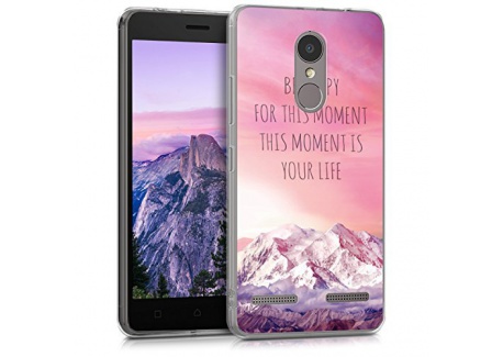 kwmobile Coque Lenovo K6 - Coque pour Lenovo K6 - Housse de téléphone en Silicone doré-Transparent