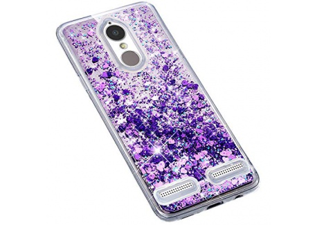 Uposao Lenovo K6 Coque Luxe en Glitter,Liquide Paillettes Amour Motif Transparente Clear View Strass Brillante Ultra-Mince Si