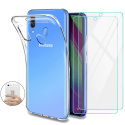 Younme Coque Samsung Galaxy A40 Silicone Transparente, [Lot de 2] Verre trempé écran Protecteur + Souple TPU Étui Protection 