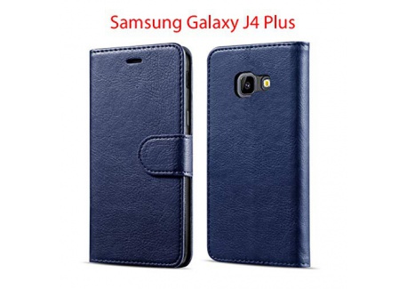 New&Teck Coque Samsung Galaxy J4 Plus Housse Etui Portefeuille Cuir Multifonction, Fermeture Magnétique à Clapet Anti-Choc Ro