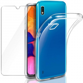 Leathlux Coque Samsung Galaxy A10 Transparente + Verre trempé Protection écran, Souple Silicone étui Protecteur Bumper Housse