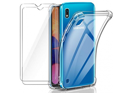 Leathlux Coque Samsung Galaxy A10 Transparente + Verre trempé Protection écran, Souple Silicone étui Protecteur Bumper Housse