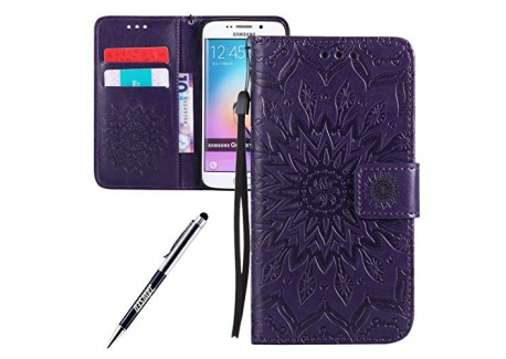 JAWSEU Coque Galaxy S7,Etui Galaxy S7 Portefeuille PU Étui Folio Cuir à Rabat Magnétique Luxe Élégant Beau Tournesol Fleur Ul