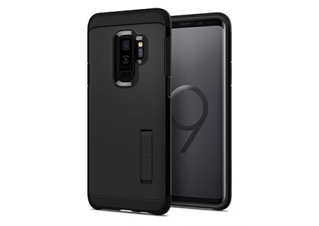 Spigen Coque Galaxy S9 Plus, [Tough Armor] Double Protection, Air Cushion [Noir] Contours Renforces, Coque Etui pour Samsung 