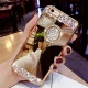 Yobby Miroir Coque pour Samsung Galaxy J4 Plus/J4 Prime,Or Rose Coque Bague Anneau Kickstand Glitter Diamant Bling Cristal St