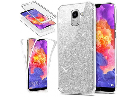 Herbests Galaxy J6 2018 Coque + Film de Protection Double Faces Integrale Case de Protection Soft Silicone Gel TPU Souple ave