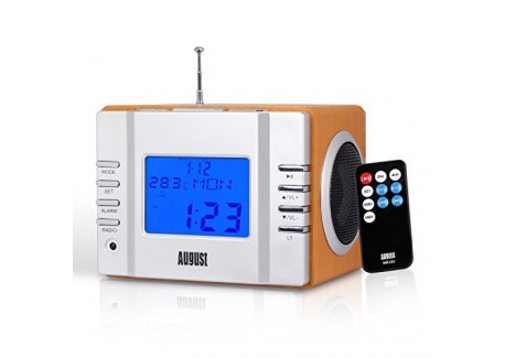 August MB300 Radio-réveil / Cube lecteur MP3 avec Radio FM, lecteur de carte, port USB et entrée AUX prise 3,5 mm, 2 haut-parleu