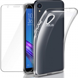 Leathlux Coque ZenFone Live  L1  ZA550KL Transparente + Verre trempé écran protecteur, Souple Silicone Étui Protection Bumper