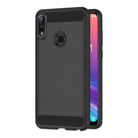 AICEK Coque ASUS Zenfone Max Pro  M2  ZB631KL, Noir Silicone Coque pour ASUS Zenfone Max Pro  M2  Housse Fibre de Carbone Etu