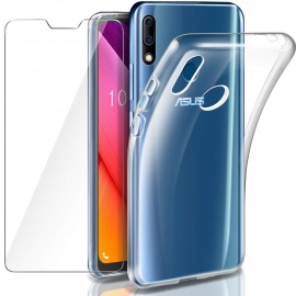 Coque Zenfone Max Pro M2 ZB631KL Transparente + Verre trempé écran Protecteur, Leathlux Souple Silicone Étui Bumper Housse Cl