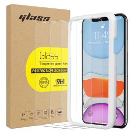 laxikoo Verre Trempé pour iPhone 11, [3 Pièces] iPhone XR Protection écran [Con Cadre dAlignement] Film Protection décran e