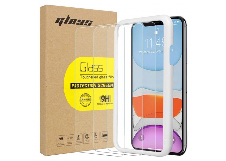 laxikoo Verre Trempé pour iPhone 11, [3 Pièces] iPhone XR Protection écran [Con Cadre dAlignement] Film Protection décran e