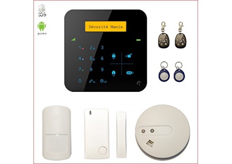 Alarme maison sans fil A9 GSM avec détecteur de fumée connecté - Appartement T2 / T3
