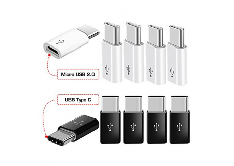 Logtronik 5 Blanc et 5 Noir Adaptateur USB C vers Micro USB [OTG], Adaptateur USB Type-C pour Samsung S10/S9/S8/A8/Note9/A5, 